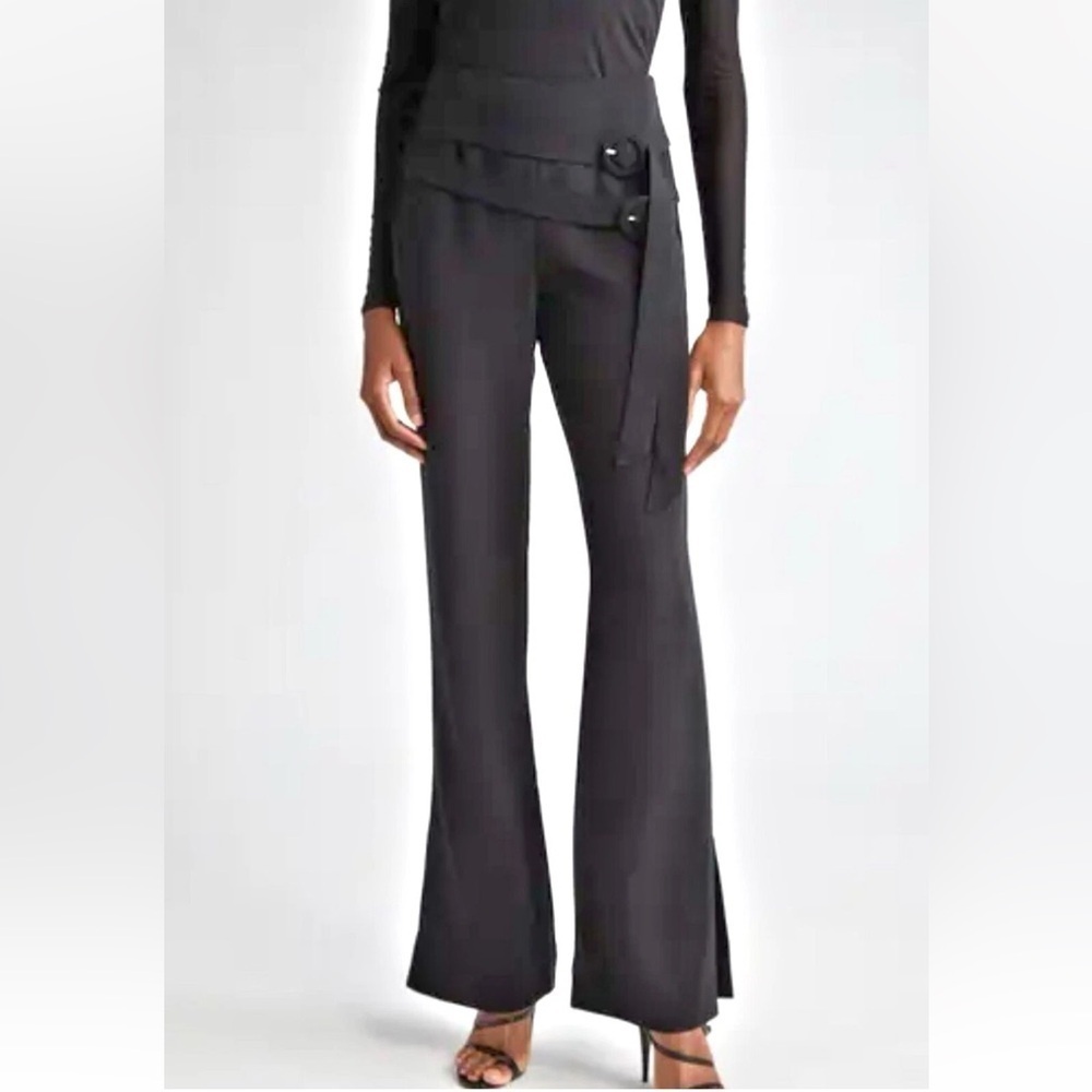NWOT Cinq A Sept Hadlee Belted Wide Leg Pants Womens Double Buckle Open Ankle
